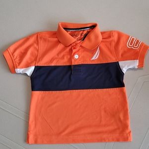 Boys Nautica Orange/Navy/White Shirt